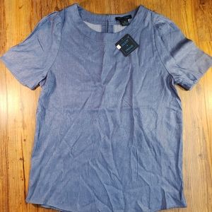 select+trend womans top M chambray blue puff sleeve trendy nwt